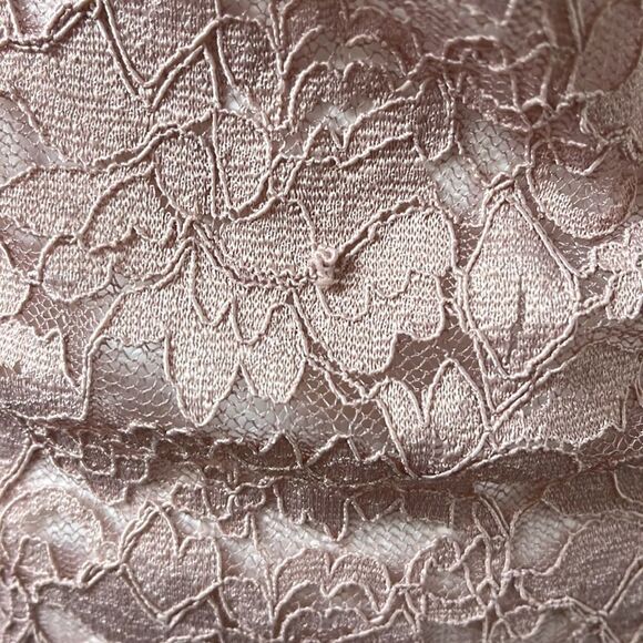 PINK stretchy long sleeve mock turtleneck lacy sheer blouse/top size medium - Picture 7 of 11